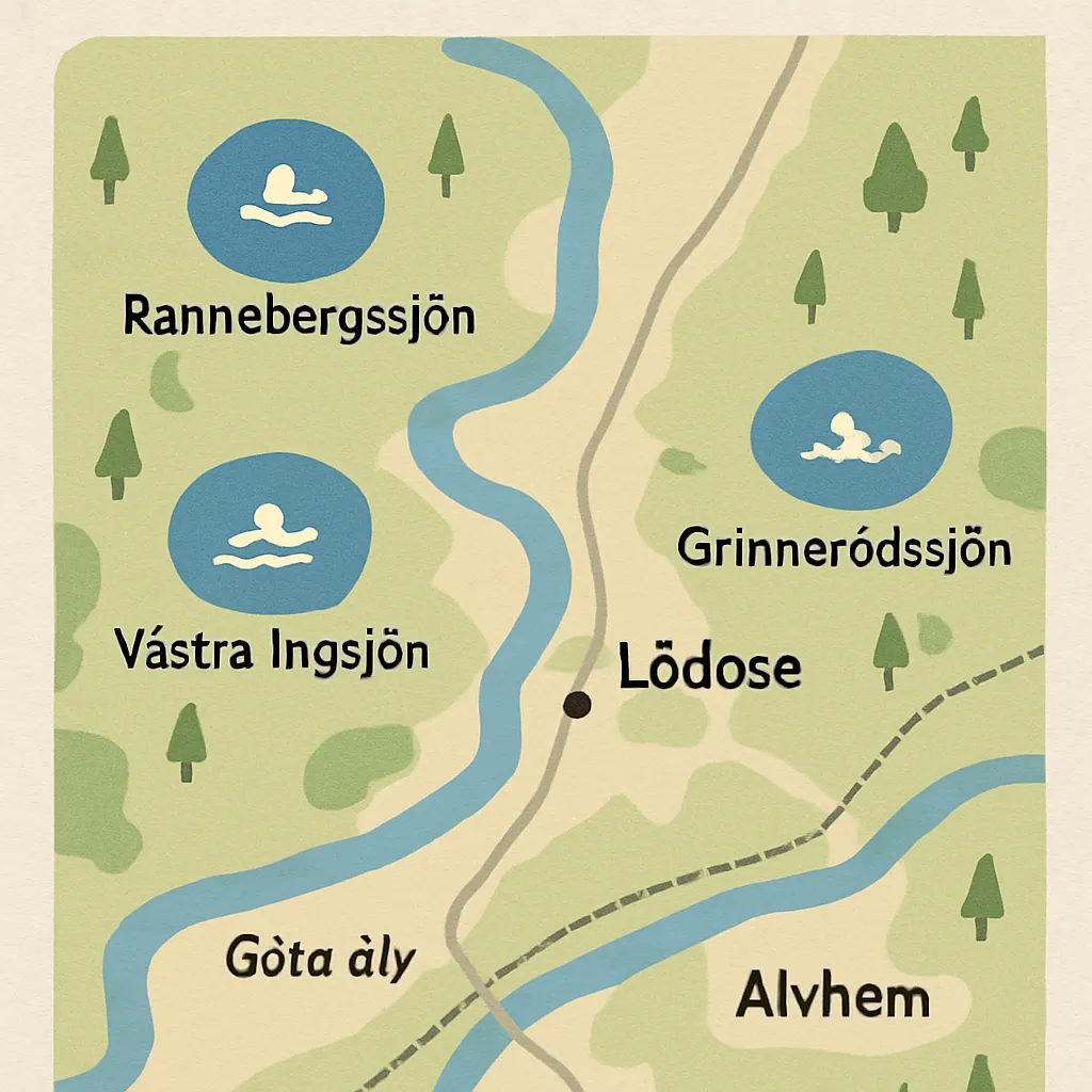 Badplatser runt Lödöse – upptäck gömda sjöar och älvstränder